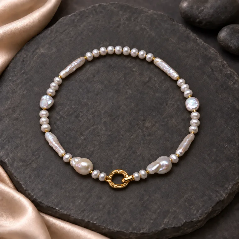 Necklace with Pearls of Various Shapes