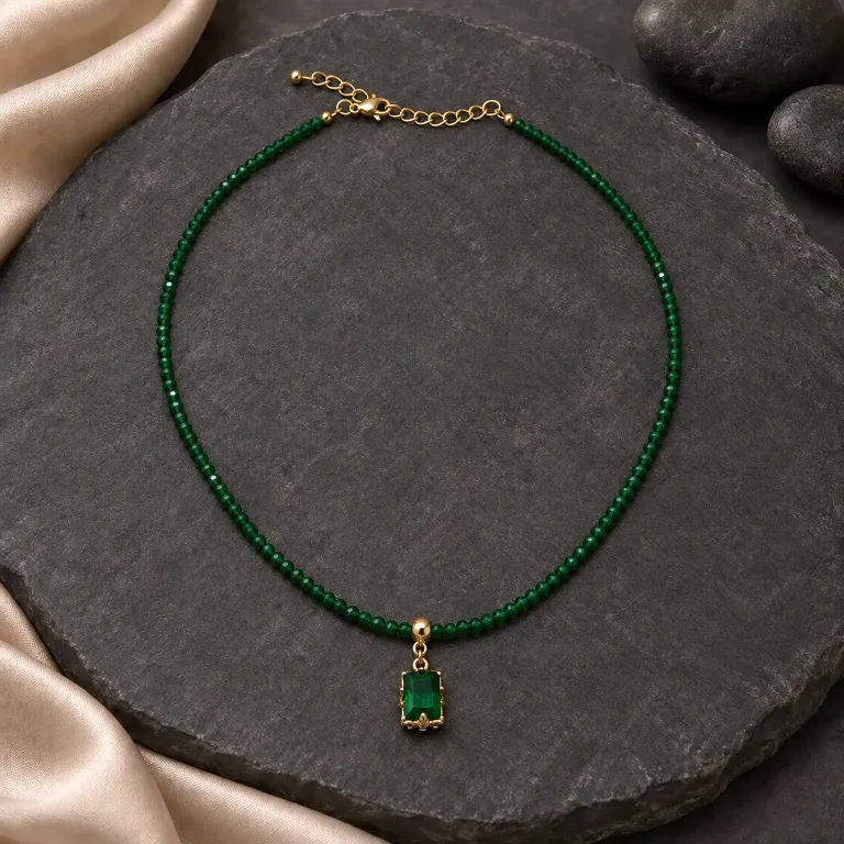 Green necklace with a pendant
